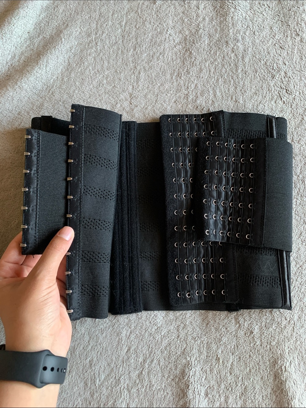 Black Women’s Waist Trainer with Multi-Row Hook Closure